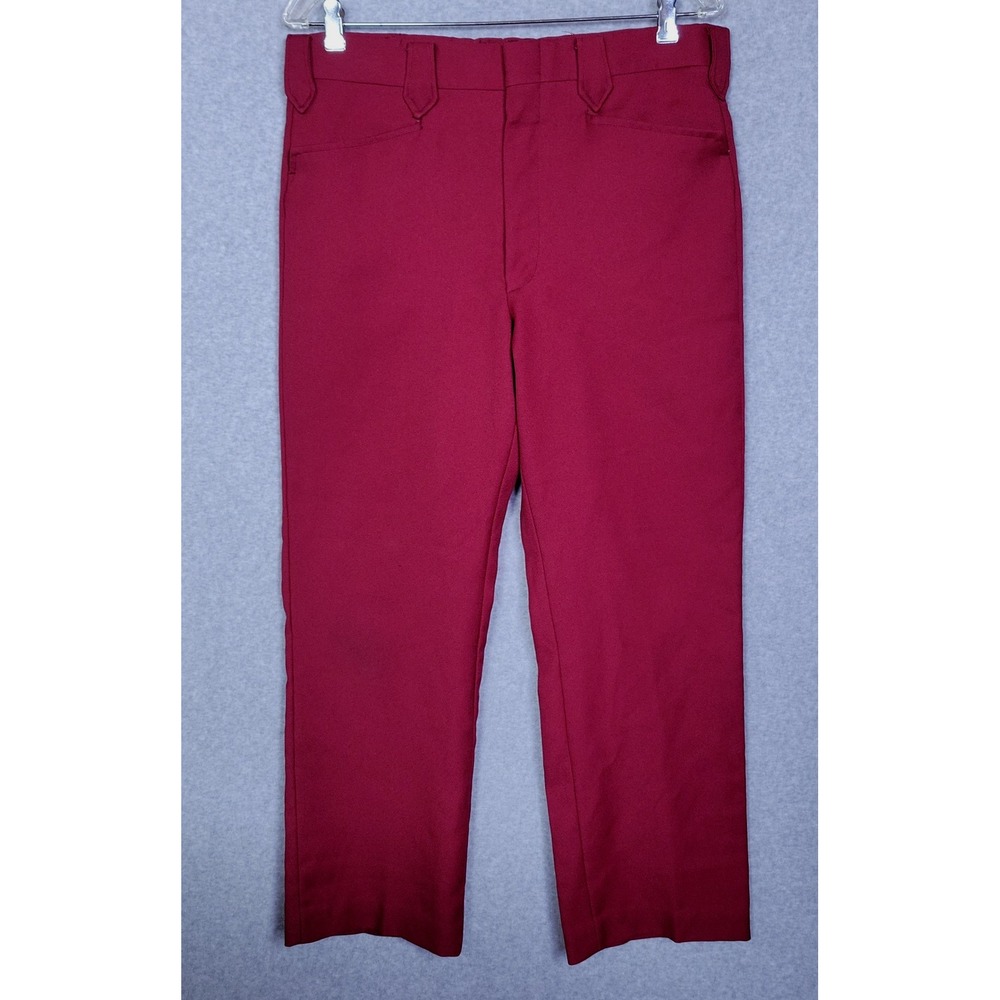 Vintage Mesquite Western Dress Pants Burgundy Pearl Snap Flap Pocket Mens 34